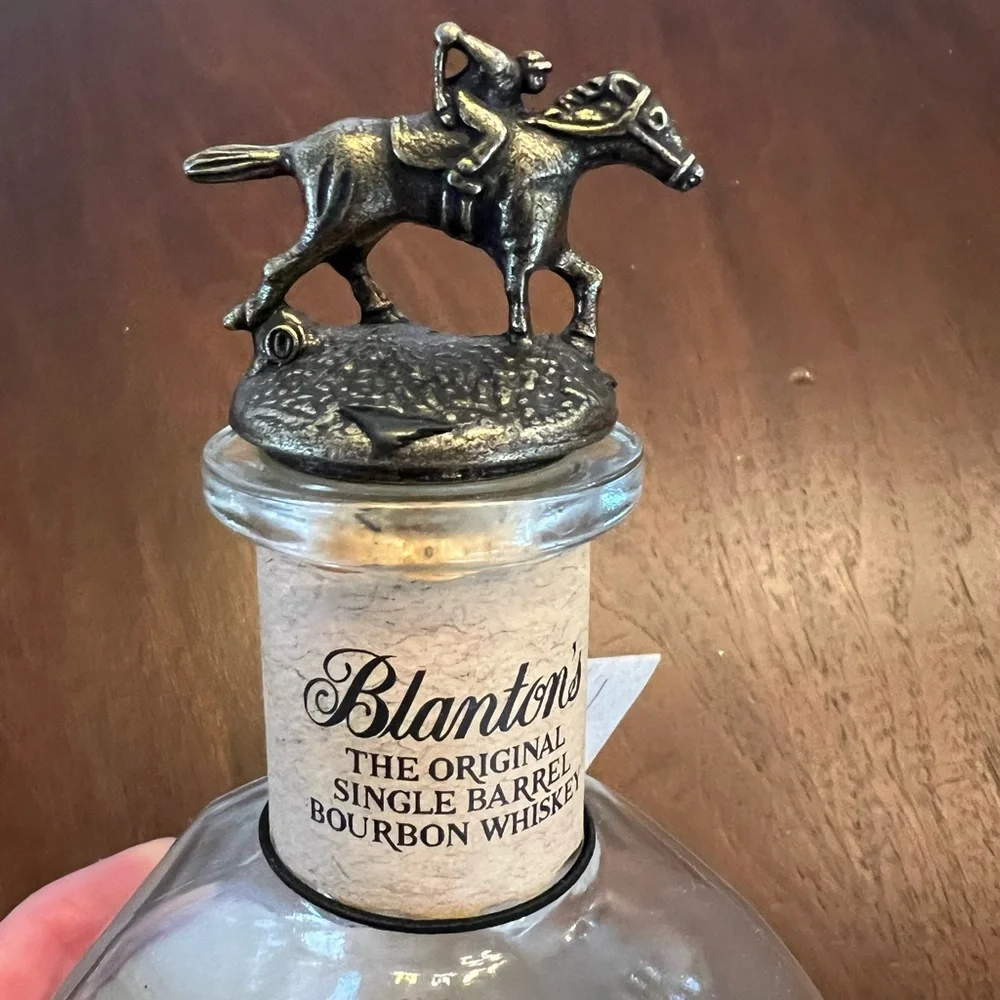 Blanton's Empty Glass Bourbon Whiskey Bottle with Letter O Horse Stopper - Picture 2 of 6